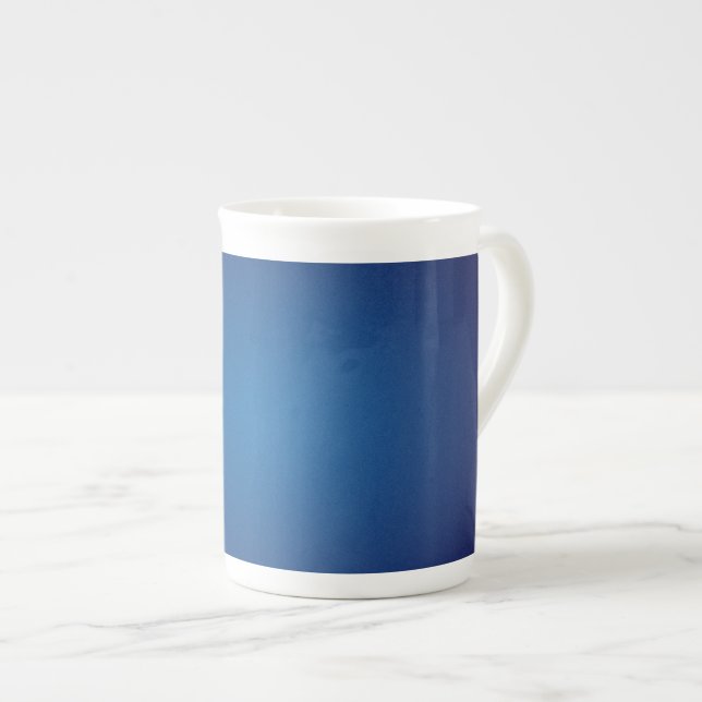 Deep Dark Blue Grainy Vignette Bone China Mug (Front Right)