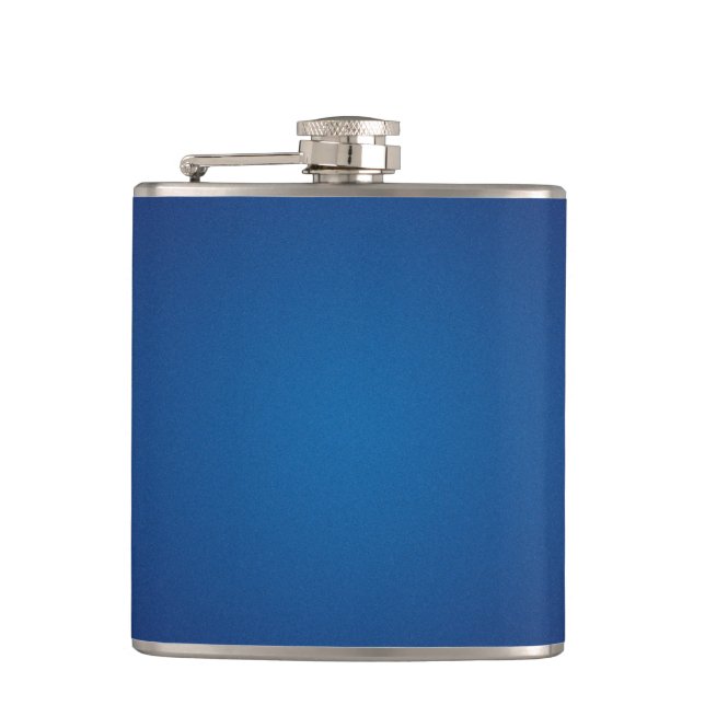 Deep Dark Blue Grainy Vignette Hip Flask (Front)
