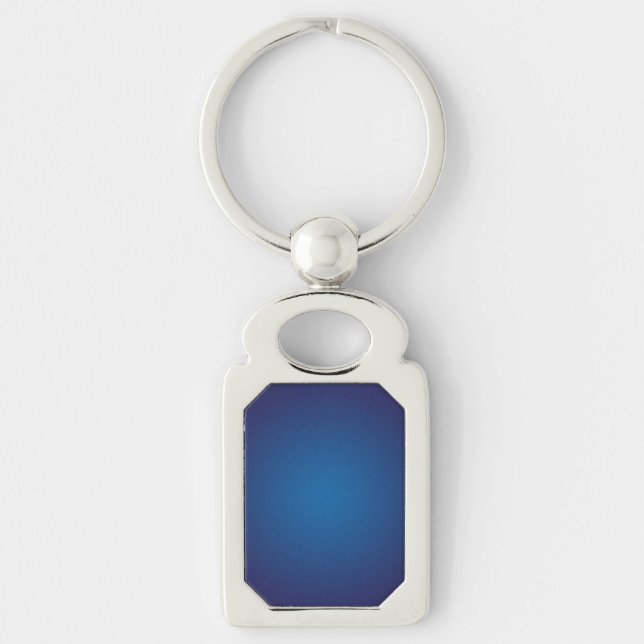 Deep Dark Blue Grainy Vignette Key Ring (Front)