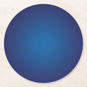 Deep Dark Blue Grainy Vignette Round Paper Coaster