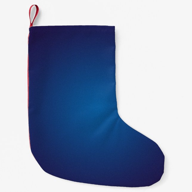 Deep Dark Blue Grainy Vignette Small Christmas Stocking (Front)