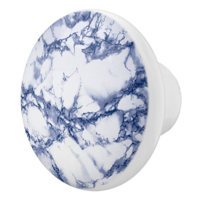 Deep Dark Blue Marble Ceramic Knob (Right)