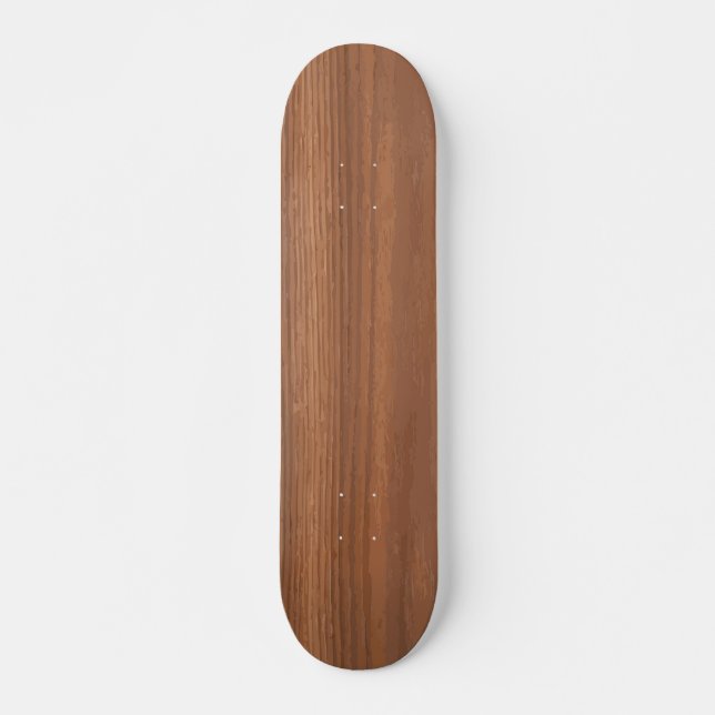 Deep Dark Brown Wood Grain Texture Pattern Skateboard (Front)