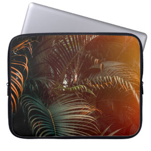Deep dark green palm leaves pattern with bright or laptop sleeve
