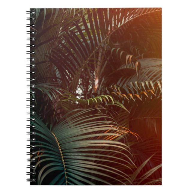 Deep dark green palm leaves pattern with bright or notebook (Front)