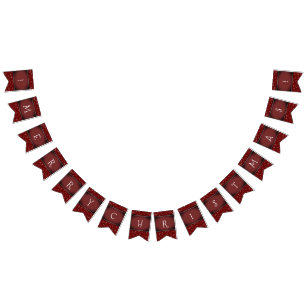 Deep Dark Red Vignetted Always Merry Christmas Bunting