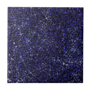 Deep Delft Midnight Blue Color Faux Glitter Solid Tile