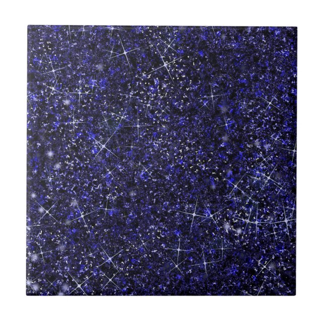Deep Delft Midnight Blue Colour Faux Glitter Solid Tile (Front)
