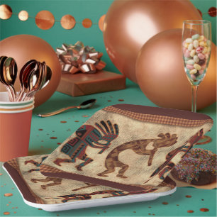 Deep Desert Colours Soutwestern Kokopelli Trio  Paper Plate