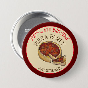 Deep Dish Pepperoni Pizza Pie Birthday Party 7.5 Cm Round Badge
