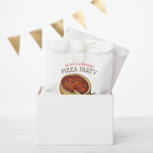 Deep Dish Pepperoni Pizza Pie Birthday Party Favour Bags (Party)