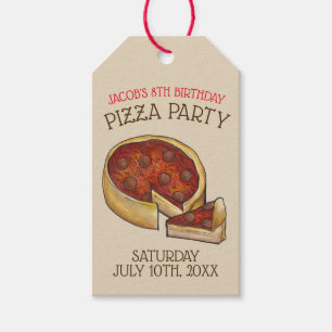 Deep Dish Pepperoni Pizza Pie Birthday Party Gift Tags