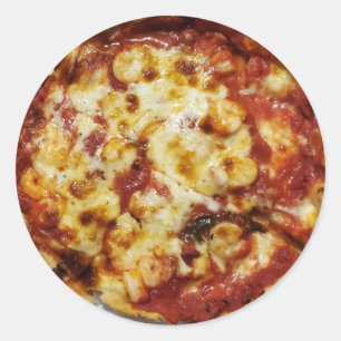 Deep Dish Shrimp and Cheese Pizza Food Classic Round Sticker