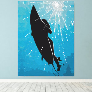 Deep Dive – Surfer's Underwater Journey Canvas Print