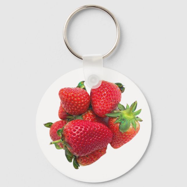 Deep dream strawberries image key ring (Front)