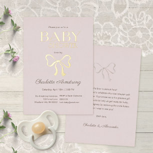 Deep Dusty Rose Elegant Bow Baby Shower Foil