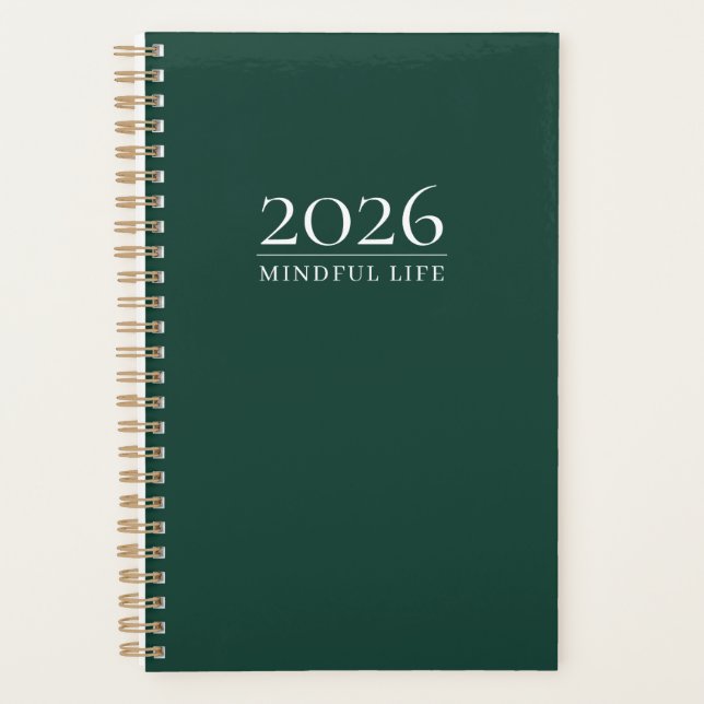 Deep Emerald 2026 Planner | Custom Title & Initial (Front)
