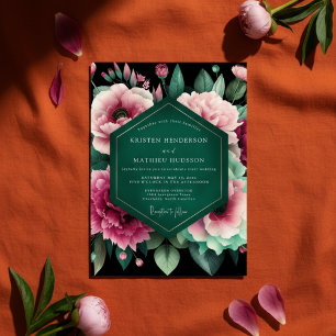 Deep Emerald Floral Opulence Wedding Invitation