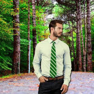 Deep Emerald&Ivory - diagonal stripes Tie