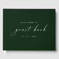 Deep Emerald Minimalist Guestbook for Weddings