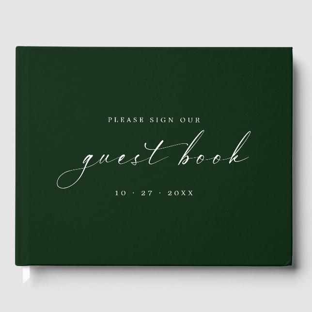 Deep Emerald Minimalist Guestbook for Weddings (Front)