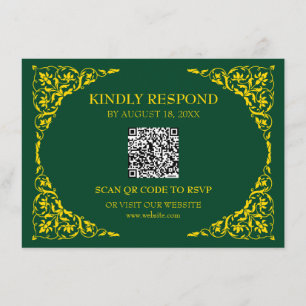 Deep Emerald QR RSVP Card