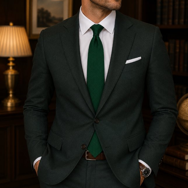 Deep Evergreen Herringbone Tie (Creator Uploaded)