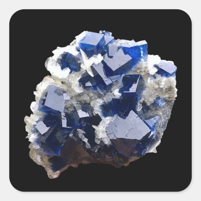 Deep Fluorite Crystal Flake Calcite Gemstone Art Square Sticker (Front)