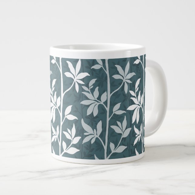 Deep Forest Breeze Modern Botanical Silhouette Large Coffee Mug (Front Right)