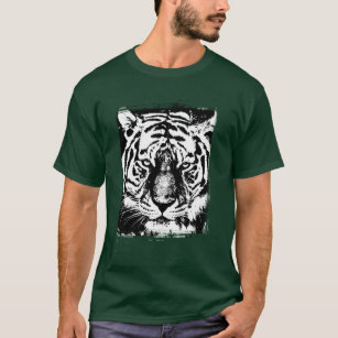 Deep Forest Green Colour Pop Art Tiger Head Elegan T-Shirt