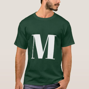 Deep Forest Green Initial Letter Monogram Modern T-Shirt