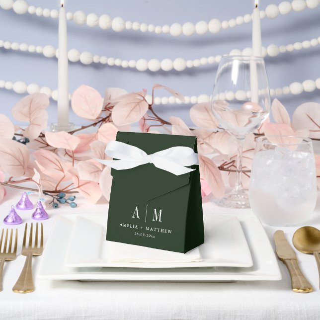 Deep Forest Green & White Elegant Luxury Wedding  Favour Box (Deep Forest Green & White Elegant Luxury Wedding Favor Boxes)
