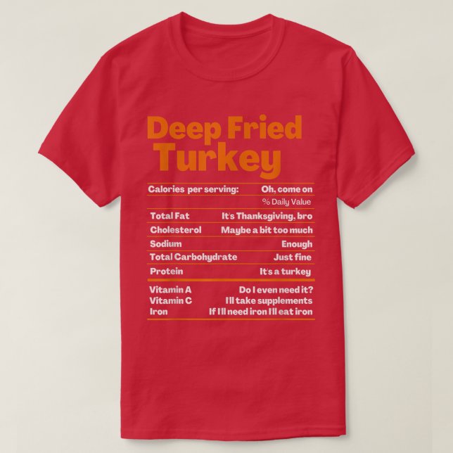 Deep Fried TurkeyThanksgiving Nutrition Facts Tee  (Design Front)