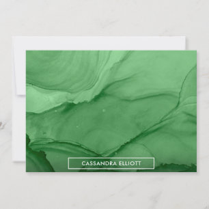 Deep Green Alcohol Ink Liquid Abstract Art Thank You Card