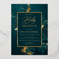 Deep green and real gold foil baby shower