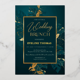 Deep green and real gold foil wedding brunch