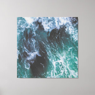 Deep Green and Turquoise Ocean Water and Sea Waves Canvas Print