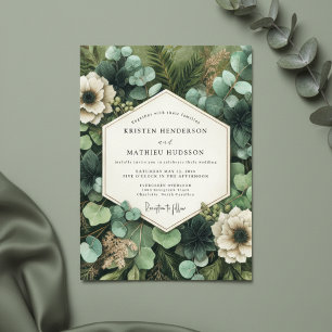 Deep Green Botanical Whimsy Wedding Invitation