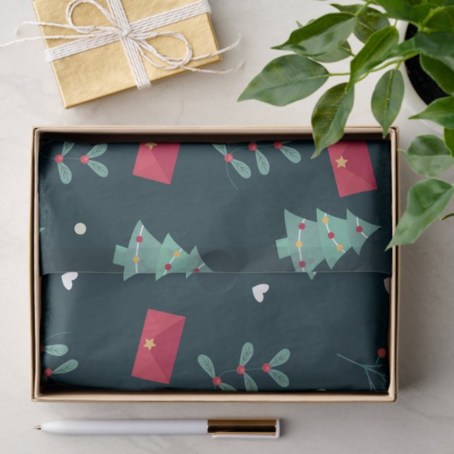 Deep Green Christmas Trees Perfect Gift Tissue Paper (Gift)