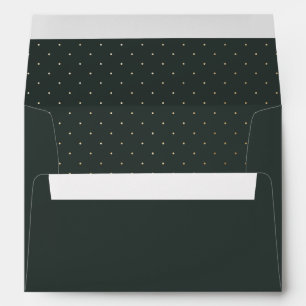 Deep Green Envelope w/ Faux Gold Polka Dot Lining 