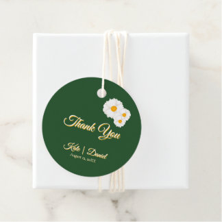 Deep Green Floral Wedding Favour Tags