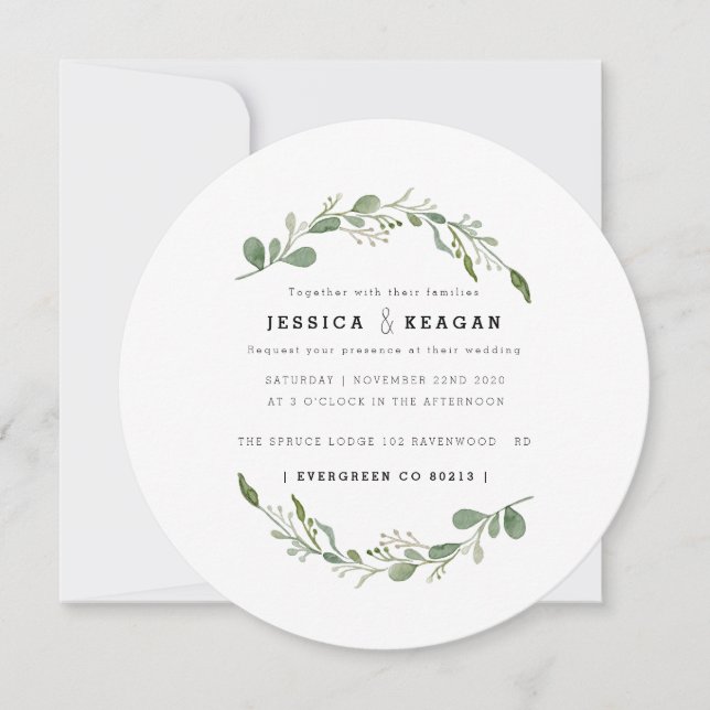 Deep Green Garden Wedding Invite (Front)