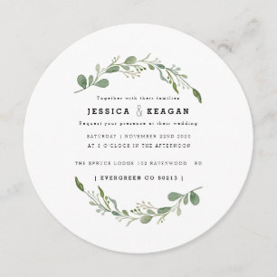 Deep Green Garden Wedding Invite