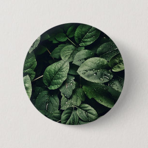 Deep Green Jungle Leaf Foliage 6 Cm Round Badge