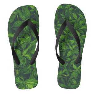 Deep Green Leaves Flip Flops