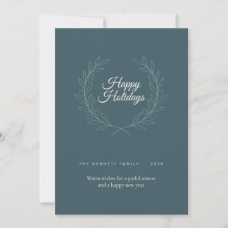 Deep Green Olive Happy Holidays Card