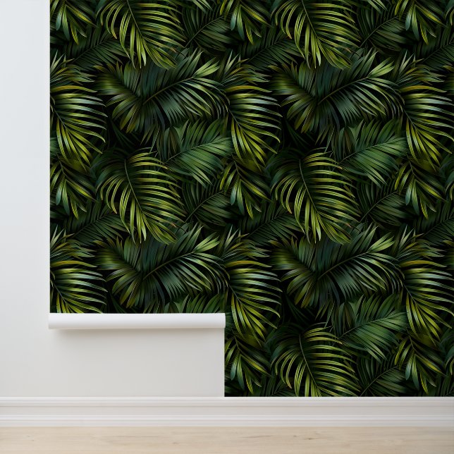 Deep green palm tree leave exotic flora wallpaper (Application)