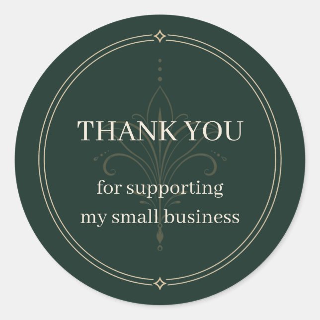 Deep Green Small Business Thank You Sticker (Front)
