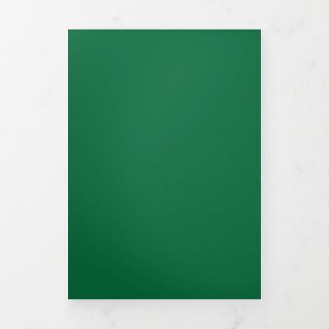 Deep Green Solid Background | Minimalist Design Tri-Fold Invitation (Cover)