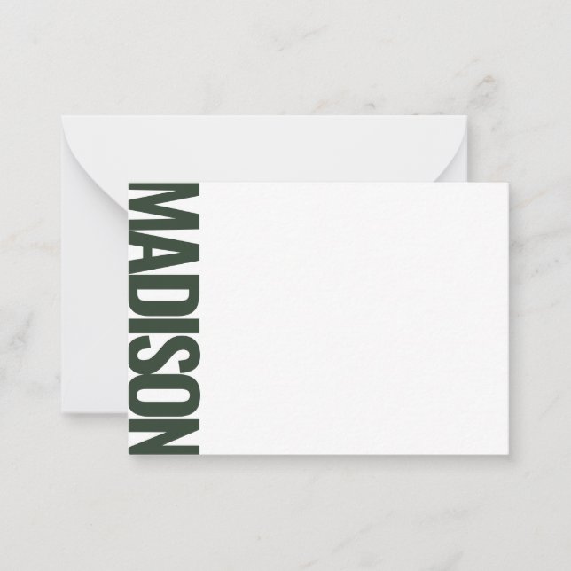 Deep Green Vertical Big Name Bold Typography Card (Front)